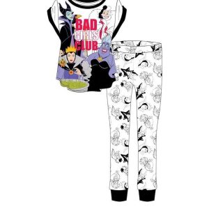 Ladies Official Disney Villains Character S/Sleeve Top & Lounge Pant Pyjama Set
