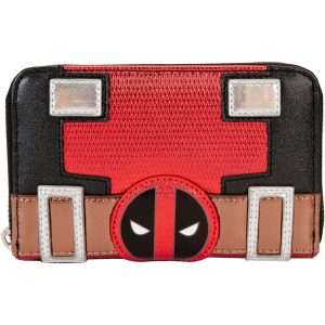 Loungefly Marvel Deadpool Metallic Collection Cosplay Zip Around Wallet Red