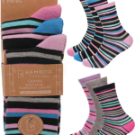 12 Pairs Ladies Stripe Super Soft Bamboo Comfort Ankle Socks 4-8 by Bamboo Threads