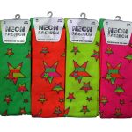 12 Pairs Girls Neon Stripe Stars Design Over the Knee Socks UK 12-3