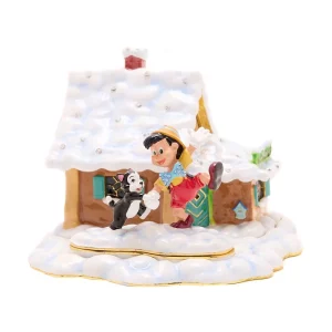 Disney Icon Cottage Scene Trinket Box - Pinocchio And Figaro