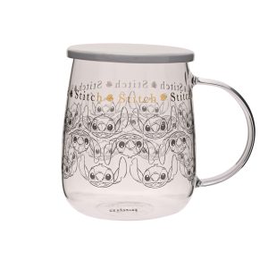 Disney Classic Collectable Glass Mug With Lid - Stitch