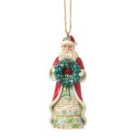 Jim Shore Santa with Wreath Hanging Ornament by Heartwood Creek
