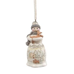 Jim Shore White Woodland Snowman Hanging Ornament by Heartwood Creek