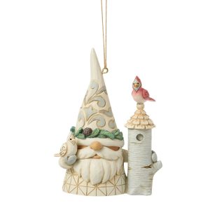 Jim Shore Heartwood Creek White Woodland Gnome with Birdhouse H/O