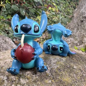 Disney Showcase Stitch Coconut Figurine and Stitch Handstand Figurine