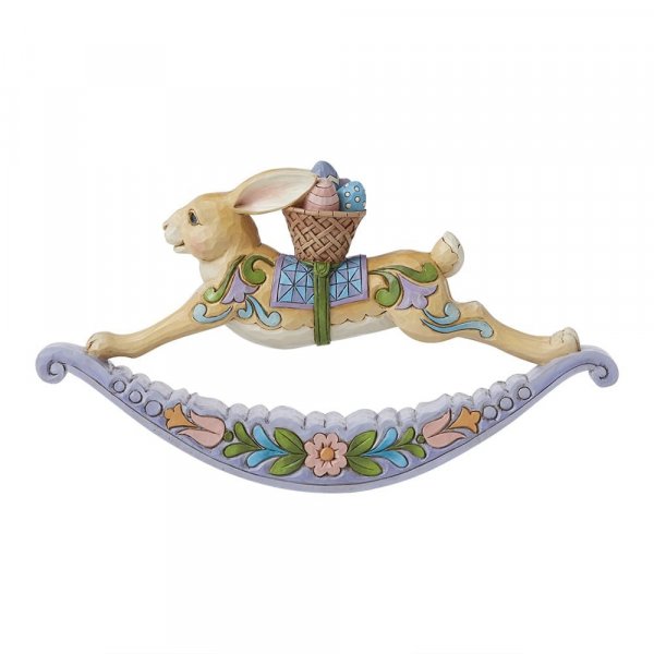 Jim Shore Heartwood Creek Easter Eggs-Capades - Easter Bunny on Rocker Figurine