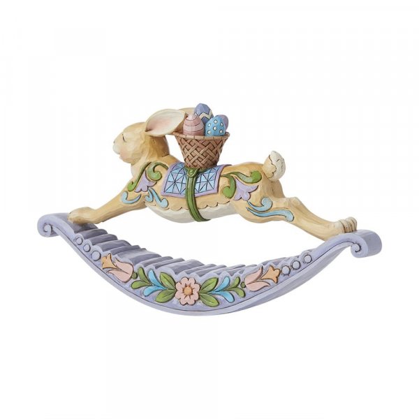 Jim Shore Heartwood Creek Easter Eggs-Capades - Easter Bunny on Rocker Figurine
