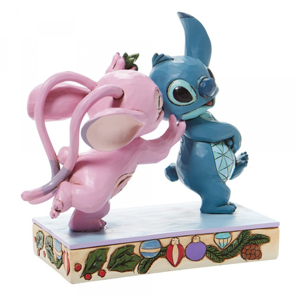 Disney Traditions Angel Kissing Stitch Under Mistletoe - 6008980 Disney Traditions Angel Kissing Stitch Under Mistletoe - 6008980