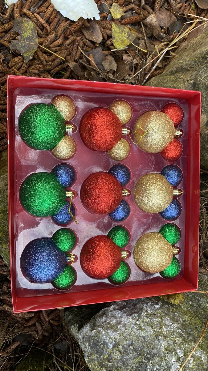 Disney Mickey Ear Glitter Baubles Set of 9 60mm Baubles Disney Mickey Ear Glitter Baubles Set of 9 60mm Baubles