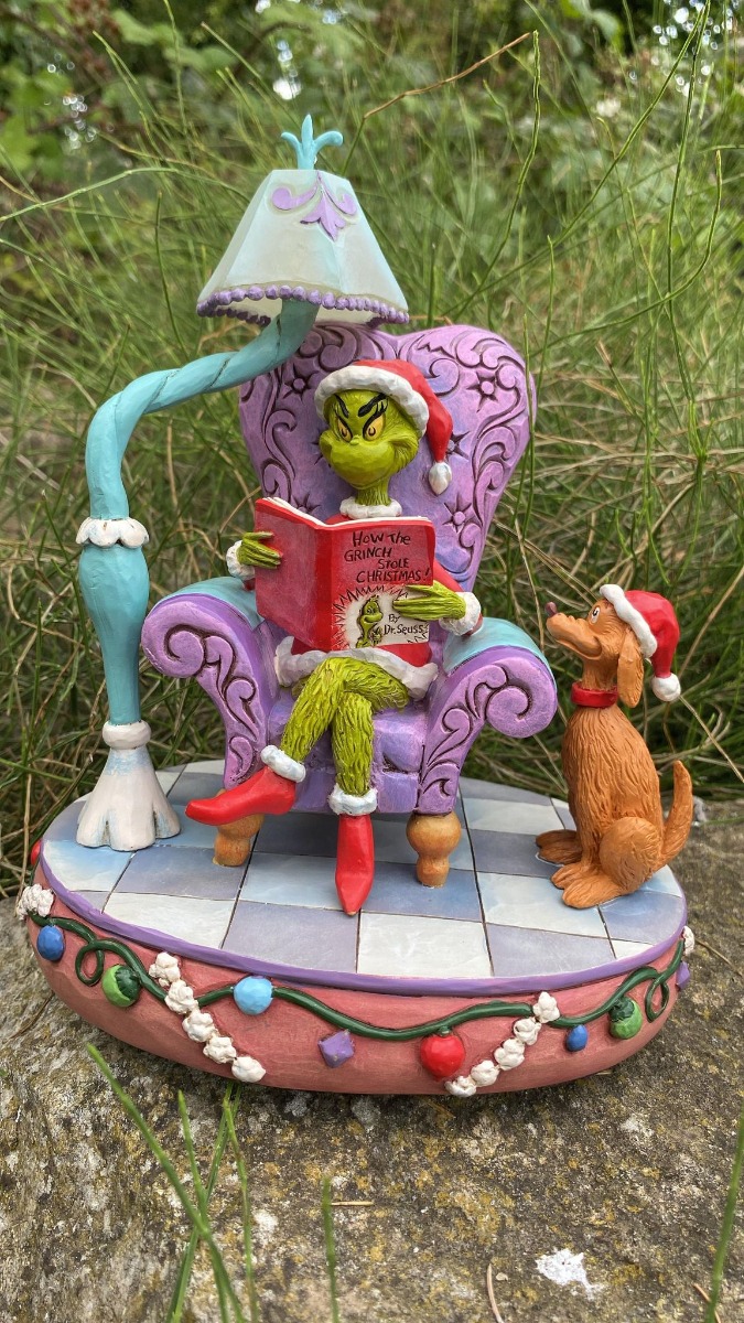 Jim Shore The Grinch Chair Reading Light Up - First Edition - Signed by Jim Shore Jim Shore The Grinch Chair Reading Light Up - First Edition - Signed by Jim Shore