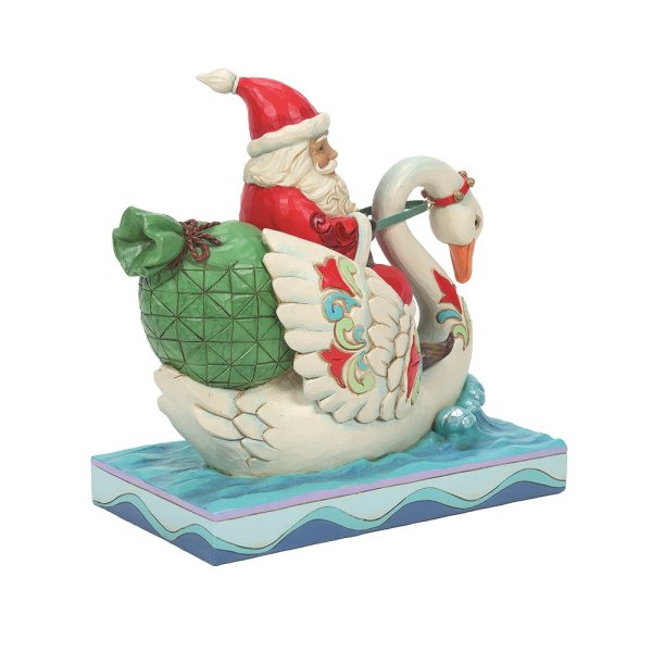 Jim Shore Heartwood Creek Santa riding Swan Figurine