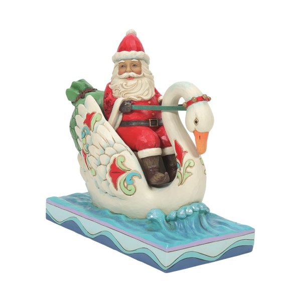 Jim Shore Heartwood Creek Santa riding Swan Figurine Jim Shore Heartwood Creek Santa riding Swan Figurine