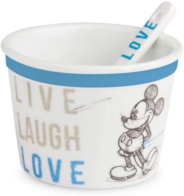 Blue Minnie Live Laugh Love ice cream bowl with spoon Blue Minnie Live Laugh Love ice cream bowl with spoon