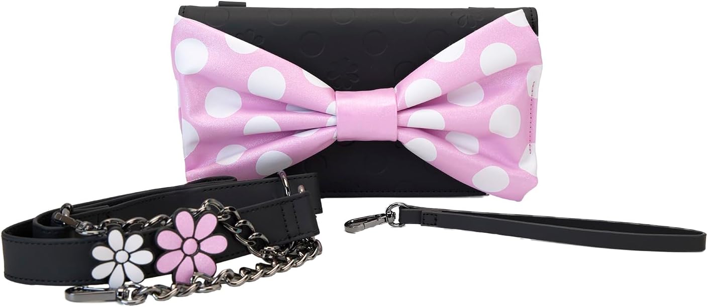 Loungefly Disney Minnie Floral Rock The Dots Clutch Crossbody Bag Loungefly Disney Minnie Floral Rock The Dots Clutch Crossbody Bag