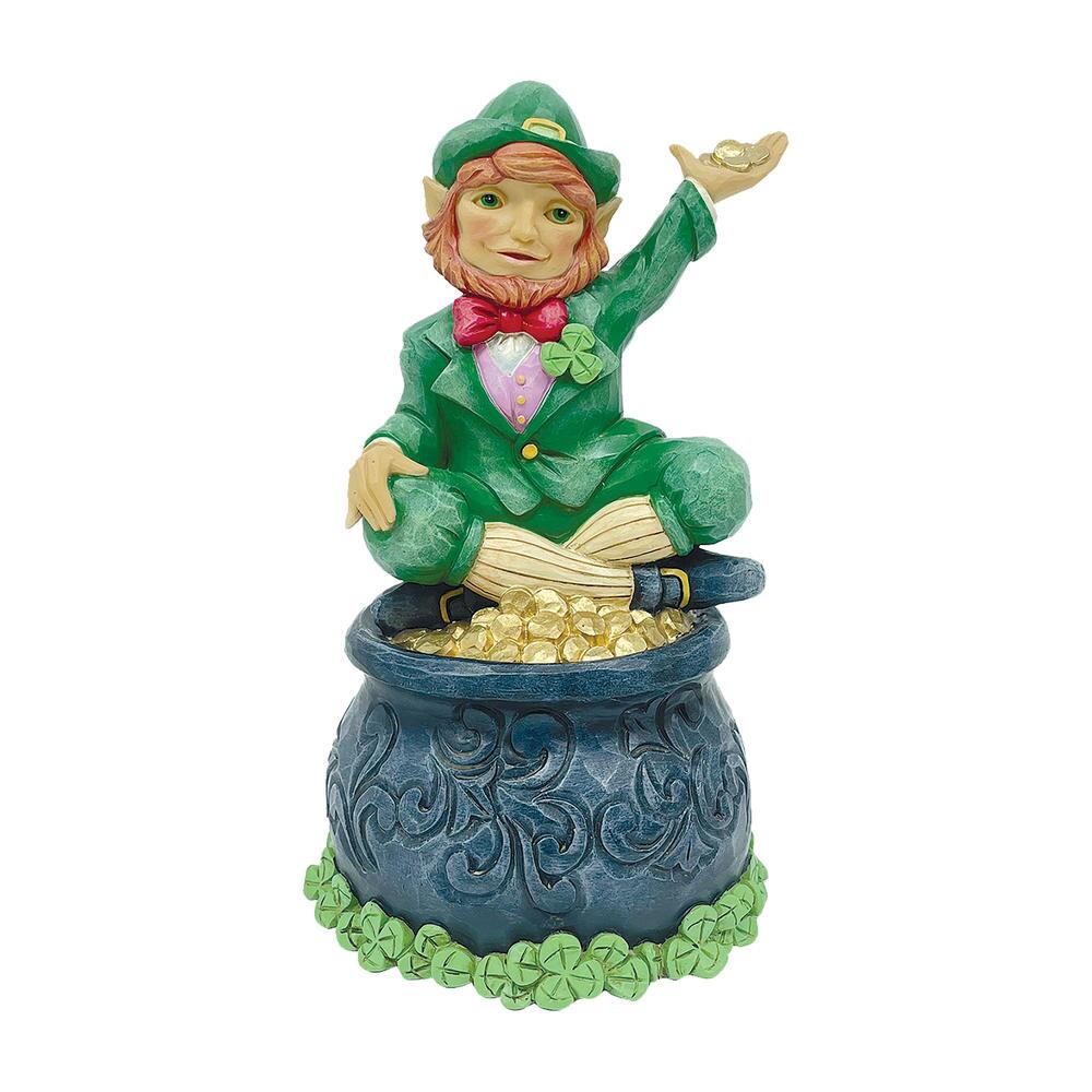 Jim Shore Heartwood Creek Leprechaun On Pot of Gold