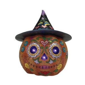 Jim Shore Heartwood Creek Day of the Dead LED Jack-O-Lantern Figurine