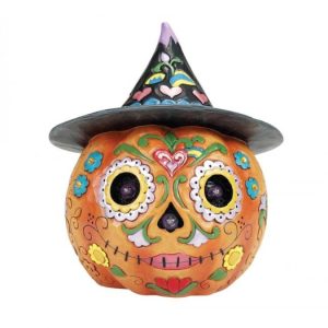 Jim Shore Heartwood Creek Day of the Dead LED Jack-O-Lantern Figurine