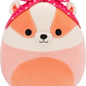 Squishmallows 7.5" Rostam the Peach Badger With a Heart Bandana Valentines Plush