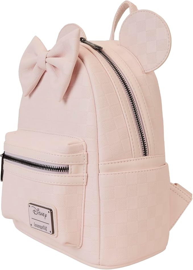 Loungefly Minnie Mouse Checkered Texture Mini Backpack Loungefly Minnie Mouse Checkered Texture Mini Backpack