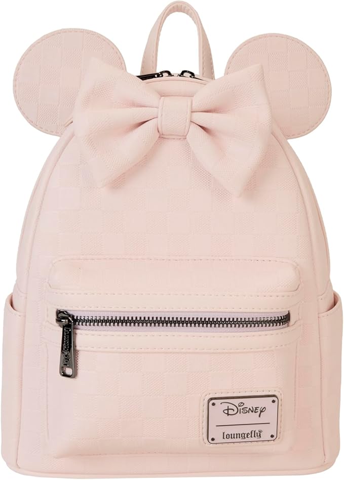 Loungefly Minnie Mouse Checkered Texture Mini Backpack Loungefly Minnie Mouse Checkered Texture Mini Backpack