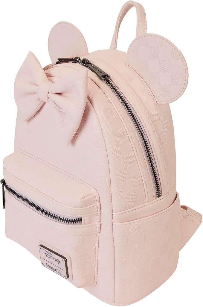 Loungefly Minnie Mouse Checkered Texture Mini Backpack Loungefly Minnie Mouse Checkered Texture Mini Backpack