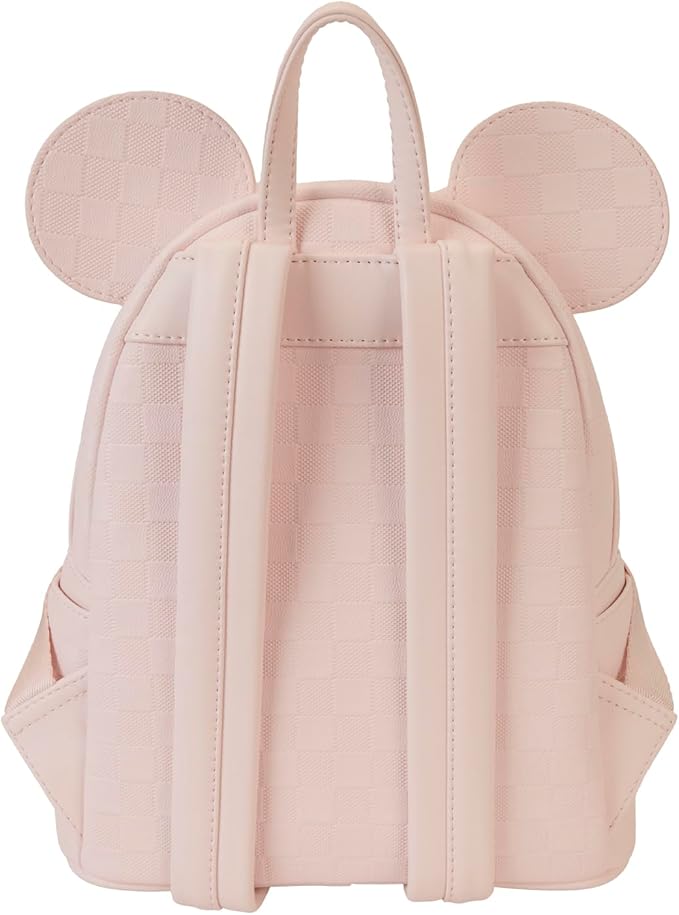 Loungefly Minnie Mouse Checkered Texture Mini Backpack Loungefly Minnie Mouse Checkered Texture Mini Backpack