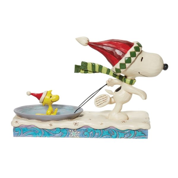 Jim Shore Snoopy and Woodstock Sledding Figurine