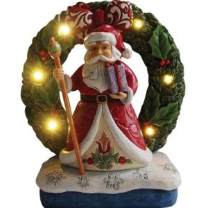 Jim Shore Heartwood Creek Santa in Wreath Figurine