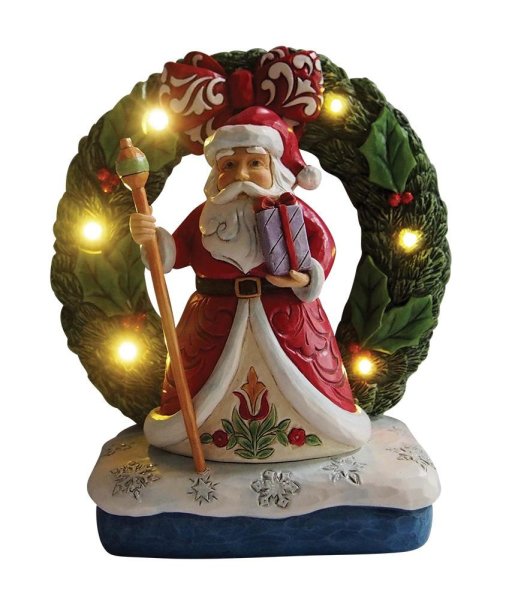Jim Shore Heartwood Creek Santa in Wreath Figurine Jim Shore Heartwood Creek Santa in Wreath Figurine