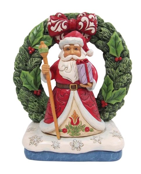 Jim Shore Heartwood Creek Santa in Wreath Figurine Jim Shore Heartwood Creek Santa in Wreath Figurine