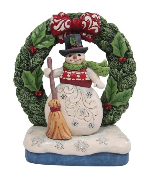 Jim Shore Heartwood Creek Snowman In Open Wreath Figurine Jim Shore Heartwood Creek Snowman In Open Wreath Figurine
