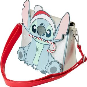 Loungefly Disney Stitch Holiday Glitter Crossbody Bag