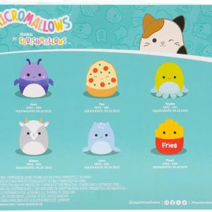 Micromallows Squishmallows 6-Pack – Axel Beetle, Lune Loch Ness Monster, Malcolm Mushroom, Orphie Octopus, Pep Pizza, Walker Goat
