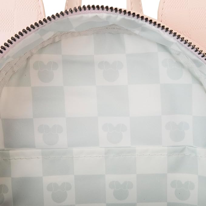 Loungefly Minnie Mouse Checkered Texture Mini Backpack Loungefly Minnie Mouse Checkered Texture Mini Backpack