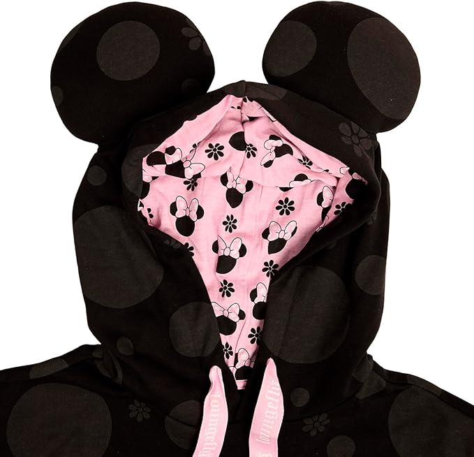 Loungefly Minnie Rocks The Dots Florals Unisex Hoodie Loungefly Minnie Rocks The Dots Florals Unisex Hoodie