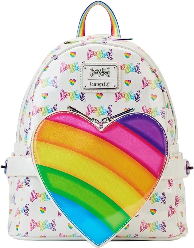 Loungefly Lisa Frank Rainbow Heart Mini Backpack with Waist Bag Loungefly Lisa Frank Rainbow Heart Mini Backpack with Waist Bag