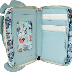 Loungefly Disney Stitch Holiday Glitter Zip Around Wallet