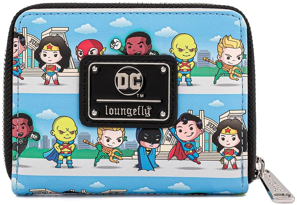 Loungefly DC Superheroes Chibi Lineup Zip Around Wallet Loungefly DC Superheroes Chibi Lineup Zip Around Wallet