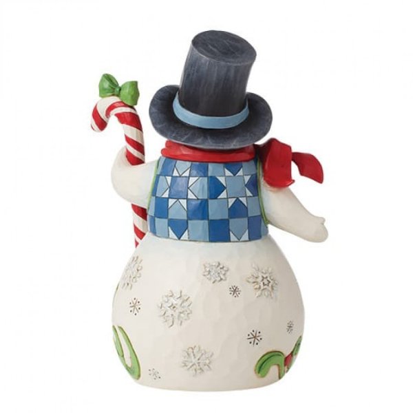 Jim Shore Heartwood Creek Snowman with Candy Cane Figurine Jim Shore Heartwood Creek Snowman with Candy Cane Figurine