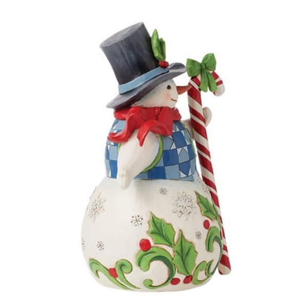 Jim Shore Heartwood Creek Snowman with Candy Cane Figurine Jim Shore Heartwood Creek Snowman with Candy Cane Figurine