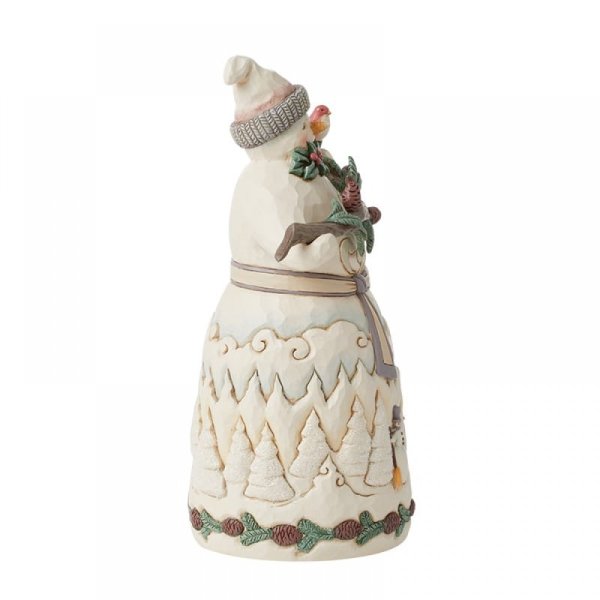 Jim Shore Heartwood Creek White Woodland Snowman with Pine Garland Figurine Jim Shore Heartwood Creek White Woodland Snowman with Pine Garland Figurine