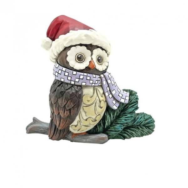 Jim Shore Heartwood Creek Christmas Owl with Santa Hat Mini
