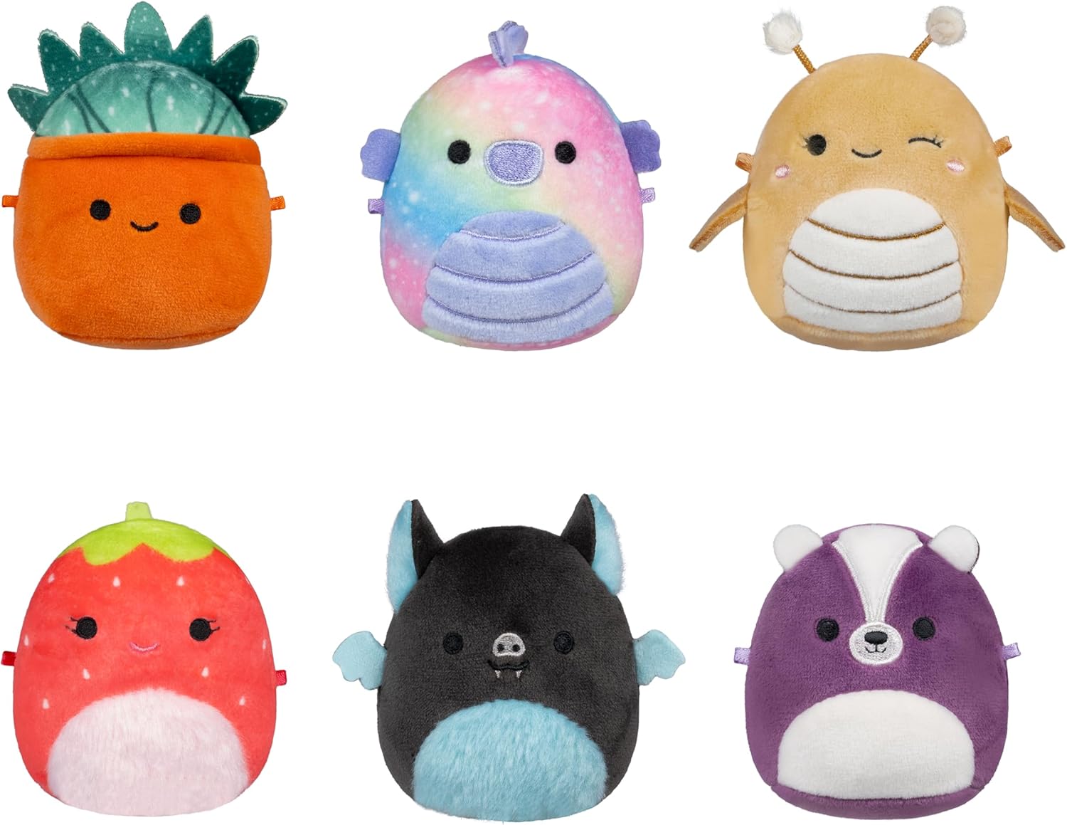Squishmallows Micromallows 6 Pack- Greer , Sloan , Emerald , Oz , Scarlet & Aldous