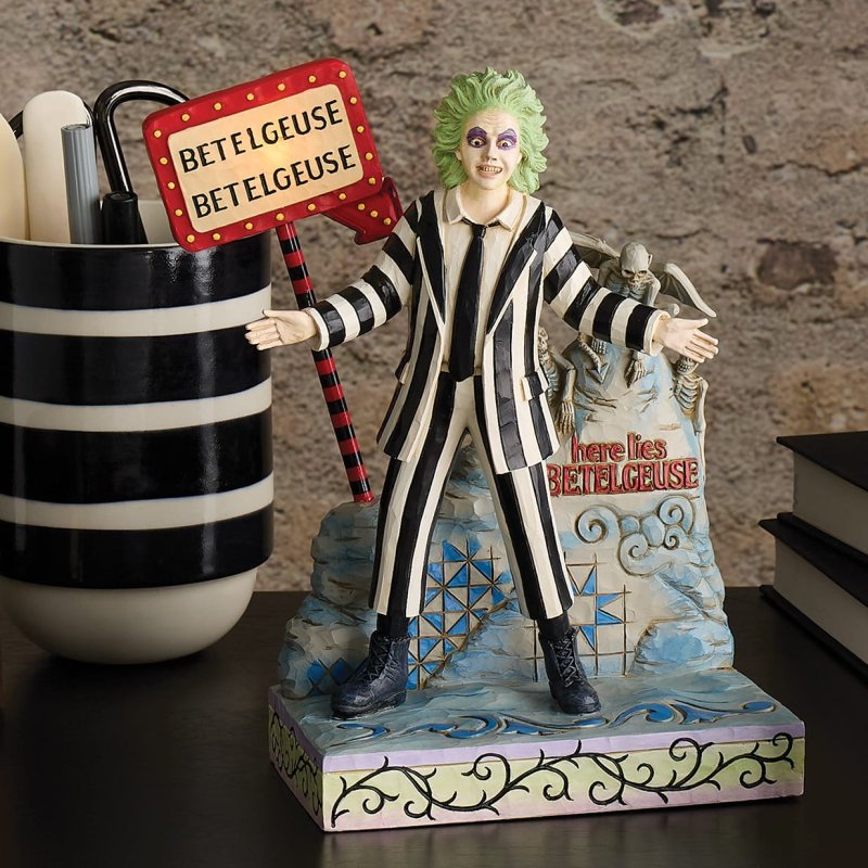 Beetlejuice By Jim Shore - Beetlejuice Led Sign & Gravestone Figurine Beetlejuice By Jim Shore - Beetlejuice Led Sign & Gravestone Figurine