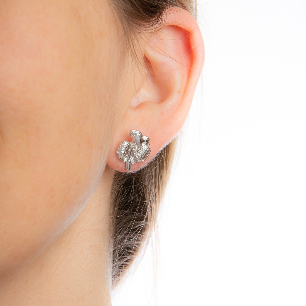 Disney Fantasia Sorcerer's Apprentice Mickey & Mop White Gold-Plated Stud Earrings Disney Fantasia Sorcerer's Apprentice Mickey & Mop White Gold-Plated Stud Earrings