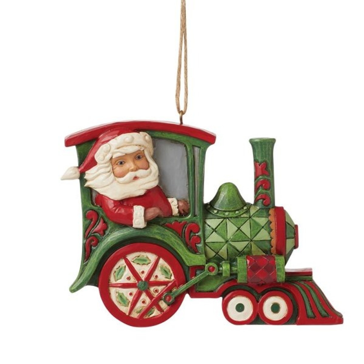 Jim Shore Heartwood Creek Santa in Train Hanging Ornament