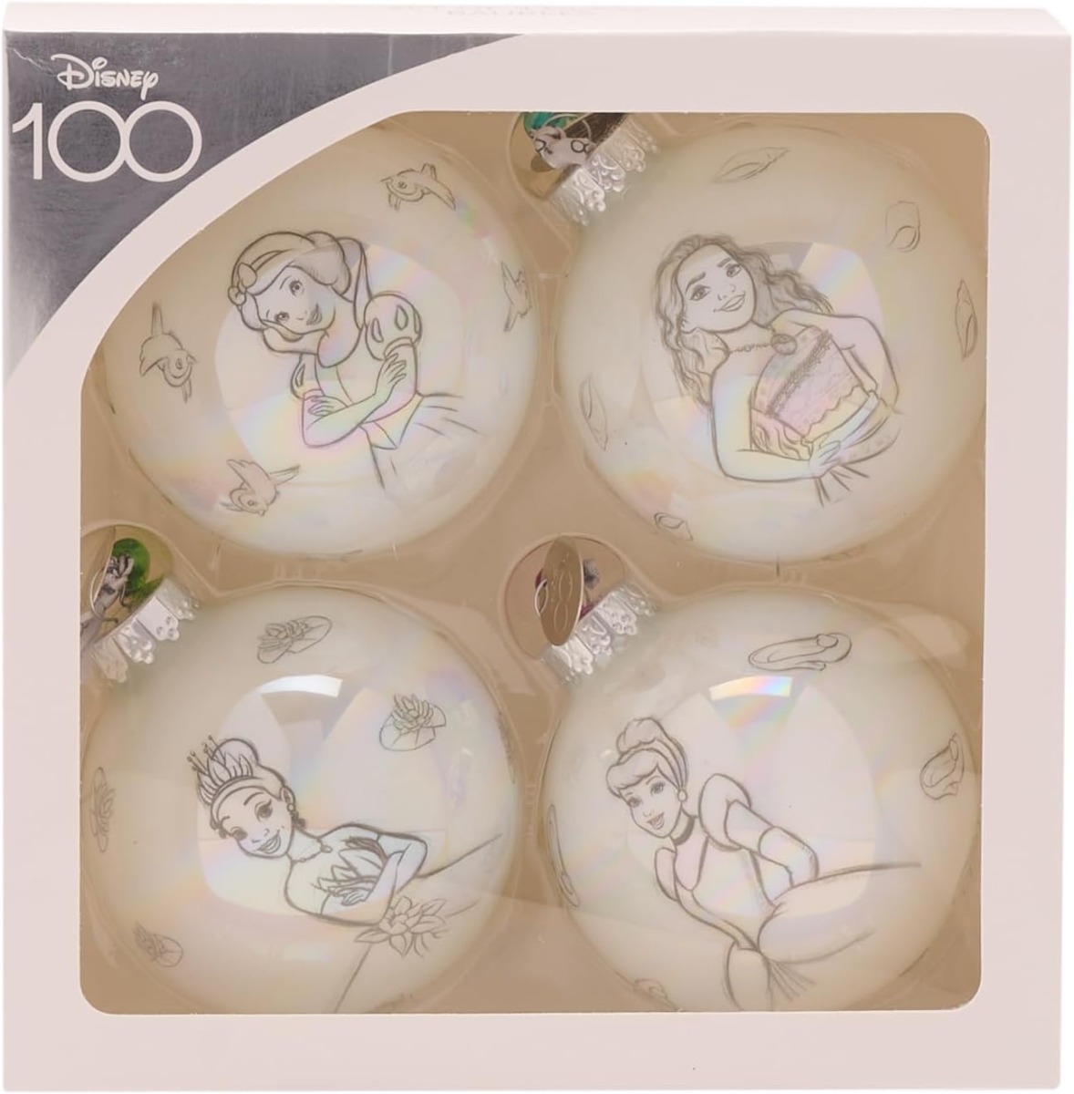 Disney 100 Set of 4 Baubles - Princesses Disney 100 Set of 4 Baubles - Princesses