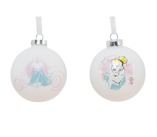 Set of 2 Disney Princess Assorted Style 80mm Glass Hanging Ornaments