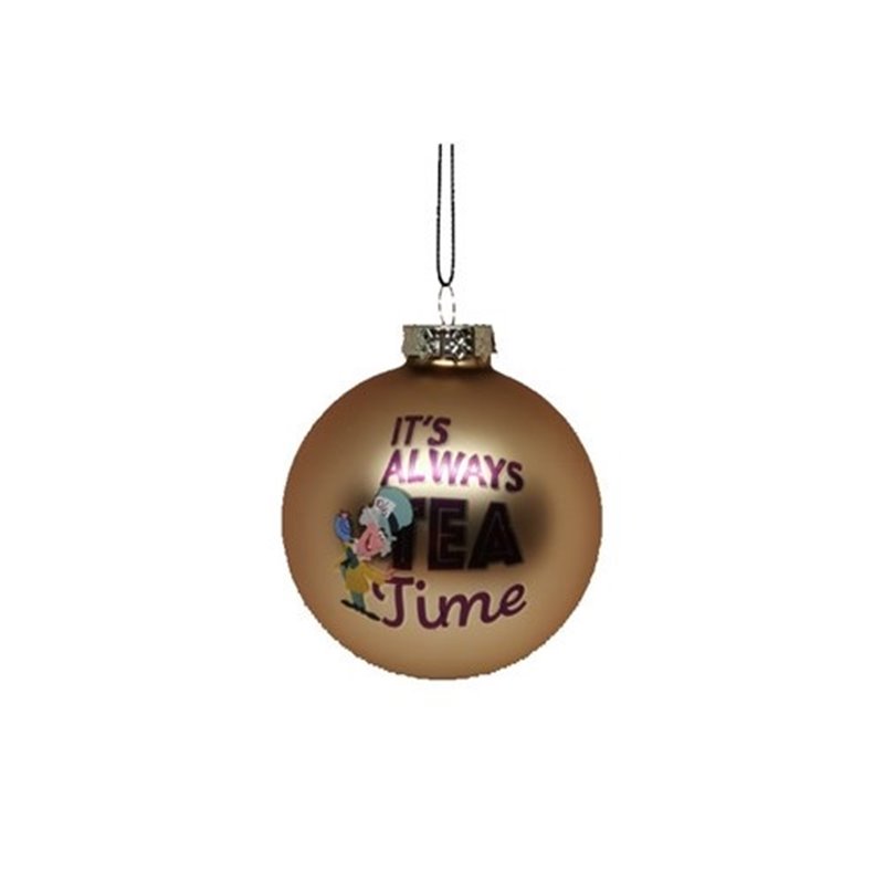 Disney Alice in Wonderland Mad Hatter Gold Glass Bauble Hanging Ornament